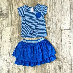 Wonder Nation Outfit. Shirt + Skirt. Size 7-8